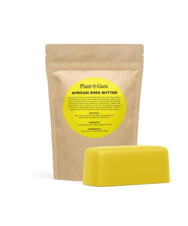 Raw African Shea Butter 1 lb. Bar 100% Pure Natural Unrefined YELLOW - Imported From Ghana - Ideal Moisturizer For Dry Skin Body Face And Hair Growth. Great For DIY Soap and Lip Balm Making.