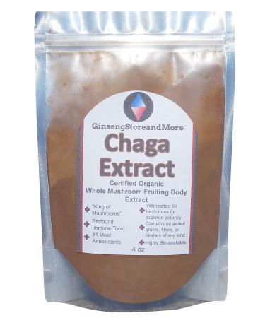 4oz Organic Chaga Mushroom Extracted From Wildcrafted Siberian Chaga Sclerotium from Nammex | 8% Beta-Glucans | Inonotus Obliquus | -Glucan for Energy Antioxidants Immune System