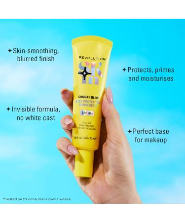 Revolution Beauty Group Revolution Skin Sunray Blur sunscreen for the face SPF 50+ light nongreasy formula with niacinamide vegan and not tested on animals 50 ml - Buy Online on GoSupps.com