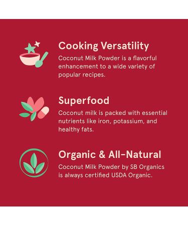 SB Organics Coconut Milk Powder - 1 lb Canister | Organic Non-GMO Vegan Cream Powder from Vietnam | Sugar-Free & Gluten-Free - Buy Online on GoSupps.com