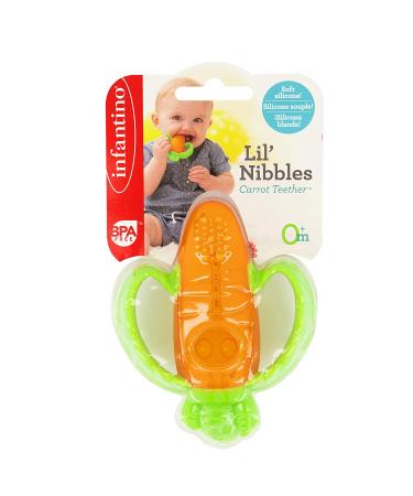 Infantino Lil' Nibble Carrot Teether - Soft Silicone for Teething Relief | Easy-to-Hold Handles | Sensory Exploration | 1 Count - Buy Online on GoSupps.com