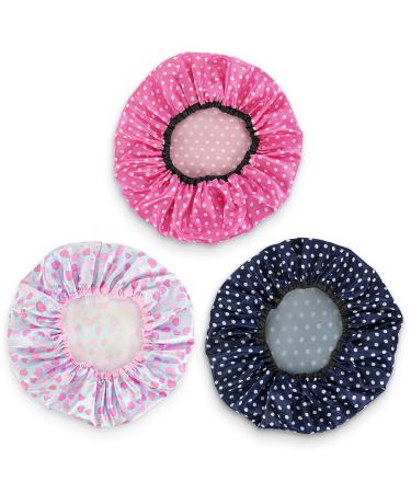 Shower Caps for Women 3 Pack - Reusable Bath Hair Cap in Various Colors - Ideal for Long and Short Hair - Suitable for Ladies, Men, and Kids - Harts & Dots - Buy Online on GoSupps.com