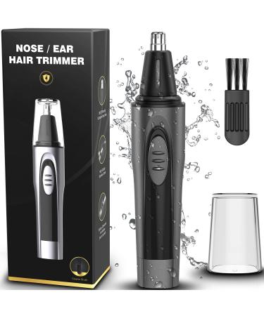 Updated 2023 Version Professional Painless 'Blade Runner' Nose and Ear Hair Trimmer for Men and Women, Battery-Operated Trimmer with IPX7 Waterproof, Dual-Edge Stainless Steel Blades Mute Motor Black