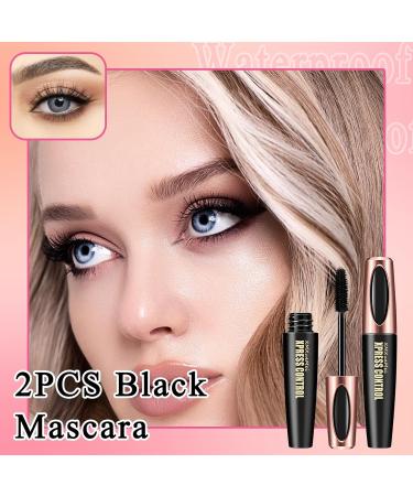 2PCS Waterproof Long Lasting Black Mascara No Clumping Smudge-Proof Black Mascara for Eye Makeup - Buy Online on GoSupps.com