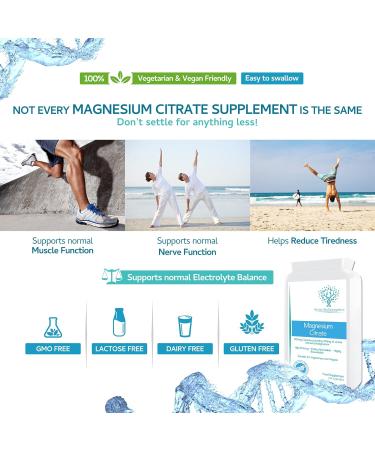Magnesium Citrate 500mg 120 Capsules - High Potency & Easily Absorbable - 150mg Active Elemental Magnesium - UK Made - Buy Online on GoSupps.com