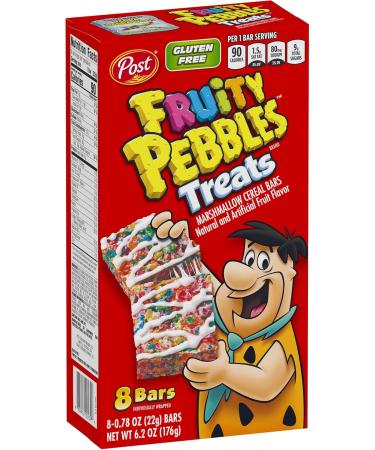 Post Fruity Pebbles Marshmallow Cereal Bars Gluten Free 8 Bars (Pack of 2) Bundle With Snack Scout Lunch Bag - Buy Online on GoSupps.com