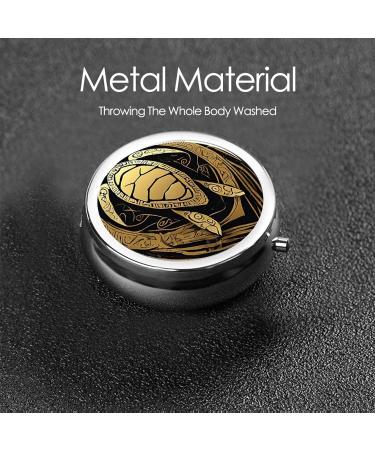 Hawaiian Tapa Honu Turtle Mini Round Pill Box | 3 Compartment Travel Organizer | Portable Pill Case for Home & Office - Buy Online on GoSupps.com