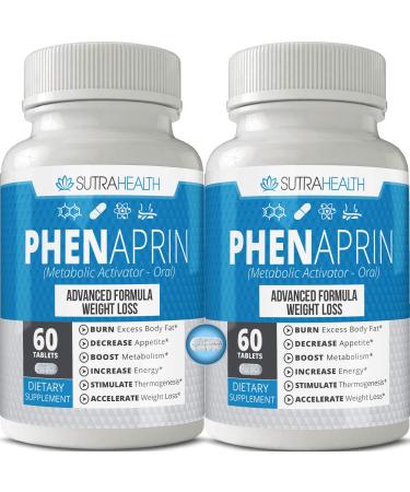 PhenAprin Diet Pills (Pack of 2) – 2x Potent Thermogenic Fat Burner and Metabolism Support - Appetite Suppressant Mood & Brain Function and Weight Loss Management Boost for Men and Women