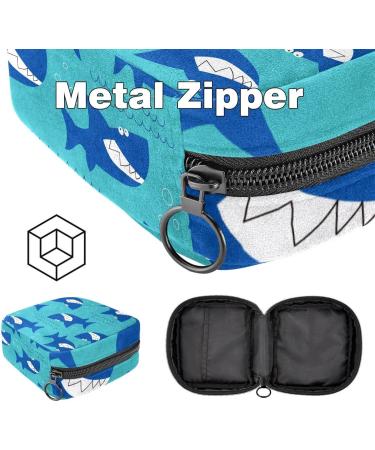 Ocean Sea Shark Pattern Menstrual Pad Bag - Portable Sanitary Napkins Storage for Girls & Women - Buy Online on GoSupps.com