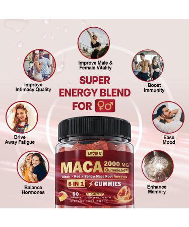 Sugar Free Maca Root Gummies 2000mg with Ashwagandha for Natural Energy & Immune Support - Vegan Formula for Women & Men - Buy Online on GoSupps.com