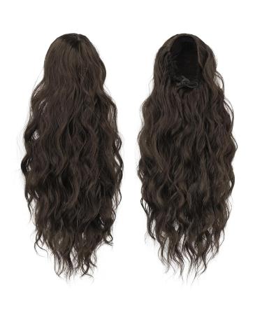 Shop Feshfen 45cm Ponytail Hair Extensions - Wavy Clip-In Braid for Women | Black Brown Synthetic Hair - Buy Online on GoSupps.com