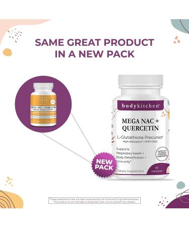 Body Kitchen Mega NAC 600mg with Quercetin | Supports Respiratory Health & Immune Function | Promotes Liver & Kidney Detox | Veggie Caps - Buy Online on GoSupps.com