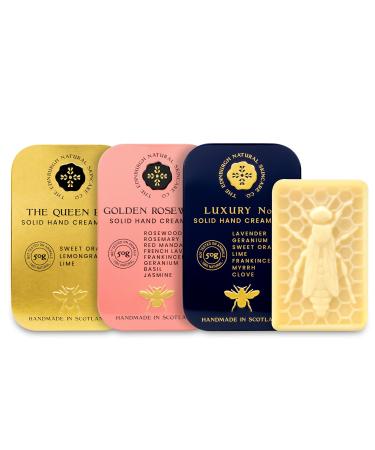 Moisturising Solid Hand Cream Bars | For Dry & Sensitive Hands Queen Bee Golden Rosewood Luxury No.1 | Natural Hand Cream | Luxury Gift | Cruelty Free | Edinburgh Skincare Company