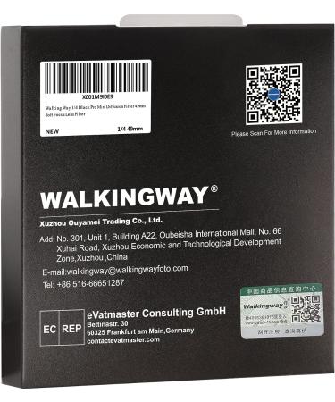 Walking Way 1/4 Black Pro Mist Diffusion Filter 49mm - Soft Focus Lens for Portrait Photography and Video - 49mm Circular Diffuser Filter - Buy Online on GoSupps.com