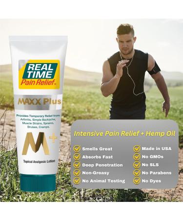 Real Time Pain Relief MAXX Plus - 4oz Tube | Intensive Formula with 19 Natural Ingredients Including Hemp Oil | Fast-Acting Relief for Muscle Pain Arthritis Backaches and More 4 Ounce Tube - Buy Online on GoSupps.com