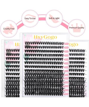 HxyGogo Wispy Cluster Lash Extensions 280Pcs - DIY Individual D Curl Lashes for Natural Fluffy Look 8-16MM - Reusable and Easy to Apply at Home - Buy Online on GoSupps.com