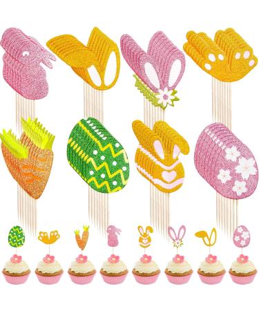 Easter Bunny Ears Cupcake Toppers Glitter Cake Decorations - Buy Online on GoSupps.com