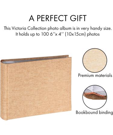 Linen Photo Album for 6x4 Photos - 100 Slip-in Pockets | Sturdy, Long Lasting Book Bound Fotoalbum | Ideal Gift for Family & Friends - Golden - Buy Online on GoSupps.com