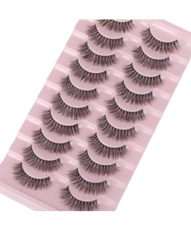 Wiwoseo 10 Pairs 14MM Cat Eye 3D Effect Natural Wispy Fluffy Russian False Eyelashes - Buy Online on GoSupps.com