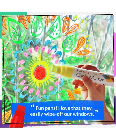 Funcils 8 Washable Window Markers for Cars - 15mm Neon Chalk Markers for Glass, Chalkboard, Blackboard, Auto - Bright Jumbo Tip, Loved by Teachers and Kids - Buy Online on GoSupps.com