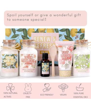 Foot Spa Kit: Epsom Salt Bath Salts Gift Set with Lemon Essential Oil - 3 *10.6oz Relaxing Foot Soak & Moisturizing Foot Lotion for Women - Perfect Gift Idea - Buy Online on GoSupps.com