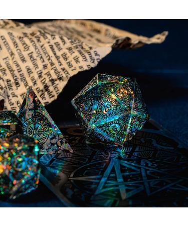 Cusdie Sharp Edges DND Dice Set - 7 PCs Handcrafted Polyhedral Dice for RPG, MTG, Pathfinder - Black Pattern - Buy Online on GoSupps.com
