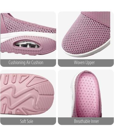 SOLPNOW Women's Air Cushion Slip-on Orthopedic Diabetic Walking Shoes - Breathable with Arch Support - Wedge Platform Slipper 10.5 Dark Blue - Buy Online on GoSupps.com