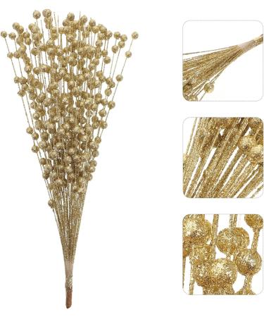 HOMSFOU 2 Bunches Imitation Golden Powder Berry Artificial Berry Branches Christmas Ornaments Sparkling Floral Sprays Artifical Flower Arrangements Christmas Picks Plastic Supplies Flash - Buy Online on GoSupps.com