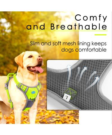 Thinkpet Anti Tug Dog Harness - Adjustable Reflective Breathable - XL Bright Green - Easy Control with Handle - No Choking Design - 1 Pack - Buy Online on GoSupps.com