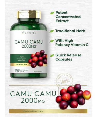 Carlyle Camu Camu with Vitamin C | 150 Capsules | Herb Extract Supplement | Myrciaria Dubia | Non-GMO and Gluten Free - Buy Online on GoSupps.com