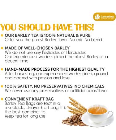 Lavendium Premium 30 Barley Tea Bags 100% Natural & Pure from Barley. Loose Barley Herbal Tea. Made with Natural Material Tea Bags. No Sugar No Caffeine No Gluten Vegan. - Buy Online on GoSupps.com