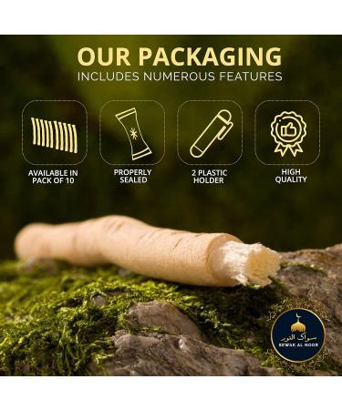 Sewak Al Noor Pack of 5 Miswak Sticks with Holder - Natural Flavored Chew Sticks for Teeth Whitening & Fresh Breath - Vacuum Sealed Oral Health Kit - Buy Online on GoSupps.com
