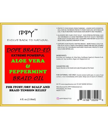 Buy IPPY DOPE Braided Aloe Vera & Peppermint Braid Oil 4oz - Moisturizing Hair Care for All Hair Types - International Shipping Available - Buy Online on GoSupps.com
