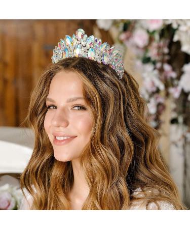 AB Rhinestone Queen Crown Princess Headband by AW BRIDAL Elegant Tiara for Pageants, Proms, Birthdays - Buy Online on GoSupps.com
