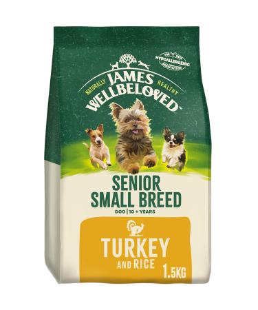 James Wellbeloved Senior Small Breed Turkey & Rice 1.5 kg Bag Hypoallergenic Dry Dog Food 1.5 kg (Pack of 1)