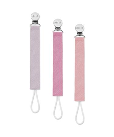 Ali+Oli Linen Strap Pacifier Clip (Flamingo) Set of 3 (10 x 1) Baby Pacifier Holder for Newborn Pacifiers & Teethers  Binky Clips  Silicone-Free Pacifier Clips