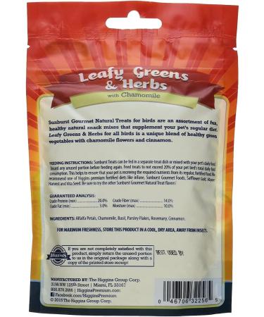 Higgins Sunburst Leafy Greens & Herbs Gourmet Treats for Birds - 2 Pack - Buy Online on GoSupps.com