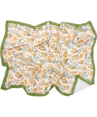 amo nenes Large Bamboo Cotton Swaddle Blanket | Soft & Breathable Muslin Cloth for Newborns | Double Layer Yellow Flowers Design - Buy Online on GoSupps.com