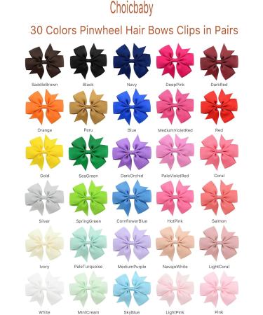 60pcs 3 Baby Girls Hair Bows Alligator Clips - Grosgrain Ribbon Barrettes for Kids & Teens - Solid Colors - Perfect Gift Set - Buy Online on GoSupps.com