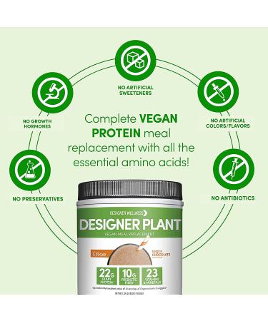 Designer Wellness Plant Meal Replacement Powder - Pea & Rice Protein with Vitamins, Minerals, Fats, Antioxidants - Belgian Chocolate - 1.32 lb - Buy Online on GoSupps.com