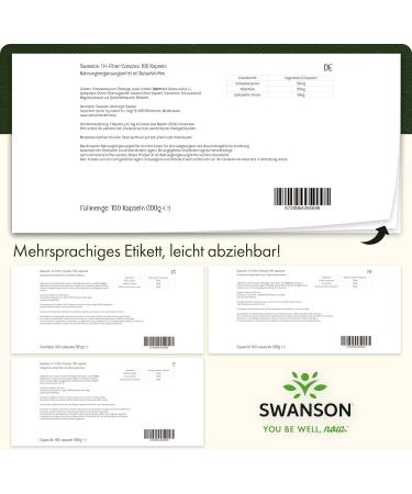 Swanson Tri-Fiber Complex - High-Dose Fiber Supplement with Psyllium Oats & Apple Pectin - 100 Capsules - Non-GMO & Lab Tested - International Shipping Available - Buy Online on GoSupps.com