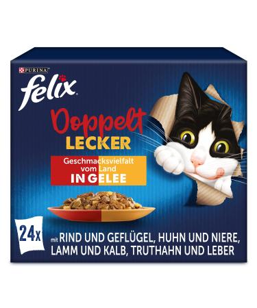 PURINA FELIX As good as it looks Twice as tasty in jelly A variety of flavours from the country Wet cat food 24x85g portion bags