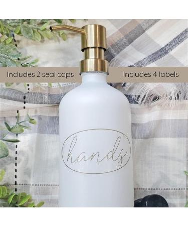 Darware 16oz Glass Pump Bottles - Set of 2 White w/ Gold | Soap Dispenser with Brushed Metal Pump Tops - Buy Online on GoSupps.com