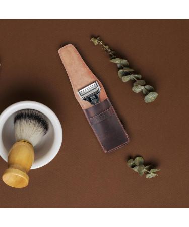Leather Safety Razor Case | Handmade Brown Leather Shaving Accessories | Travel-Ready Straight Safety Razor Case | Double Edge Razor Essentials - Buy Online on GoSupps.com
