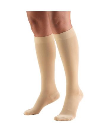Truform 20-30 mmHg Compression Stockings for Men and Women, Knee High Length, Closed Toe, Beige, Large Beige Large (1 Pair)