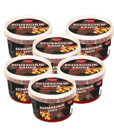 Walsdorf Gourmet Schaschlik Sosse 6x 500g / Schaschliksauce made of high -quality ingredients / spicy thash lock sauce / bbq sauce without flavor enhancers for meat fish & vegetables 6 pieces