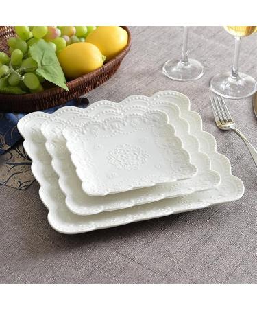 Fruit Tray Embossed Home Ceramic Square Plate Breakfast Dessert Plate Butterfly Plate Dish Afternoon Tea Fruit Plate Wedding Kitchenware - Buy Online on GoSupps.com