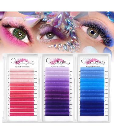 Buy Cris lashes Pink Self-Fan Eyelash Extensions | Ombr Pink 0.07 D Curl 13mm Colored Silk Lashes | International Shipping - Buy Online on GoSupps.com