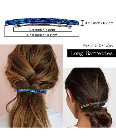HYFEEL Long French Hair Barrettes - 4 Inch Large Clips for Women Thick Hair - Resin Nonslip Grip Clamp Pins - Stylish Hair Accessories - Blue Green Pink 3 Pack - Buy Online on GoSupps.com