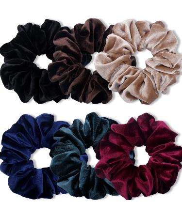 Venust thick hair tie for women thick hair premium and large hair tie soft ropes ponytail holder hair accessories 6 pieces V-multi